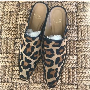 Stuart Weitzman Leopard Print Calf Hair Mules Size 7